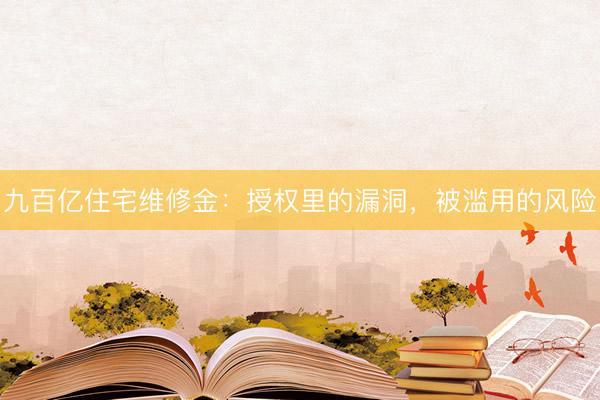 九百亿住宅维修金：授权里的漏洞，被滥用的风险