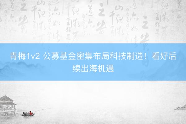 青梅1v2 公募基金密集布局科技制造！看好后续出海机遇