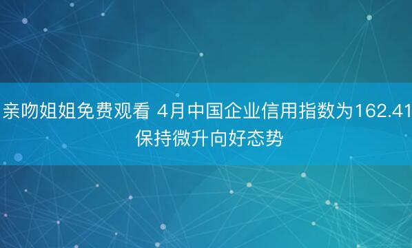 亲吻姐姐免费观看 4月中国企业信用指数为162.41 保持微升向好态势