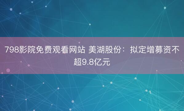 798影院免费观看网站 美湖股份：拟定增募资不超9.8亿元