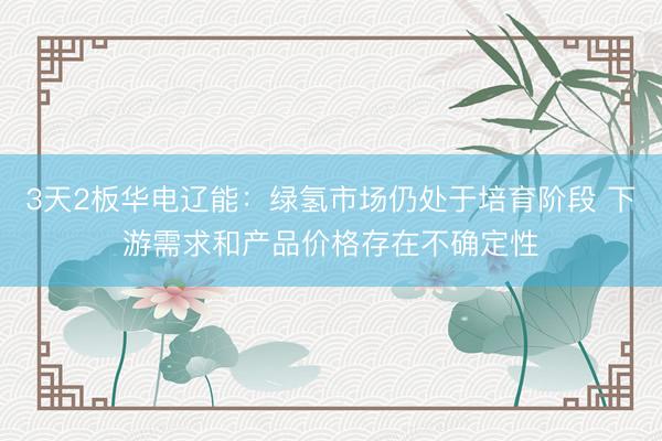 3天2板华电辽能：绿氢市场仍处于培育阶段 下游需求和产品价格存在不确定性
