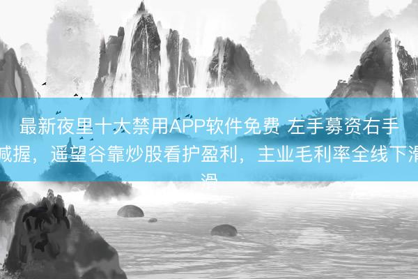 最新夜里十大禁用APP软件免费 左手募资右手减握，遥望谷靠炒股看护盈利，主业毛利率全线下滑