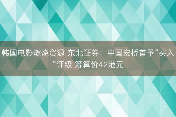 韩国电影燃烧资源 东北证券：中国宏桥首予“买入”评级 筹算价42港元