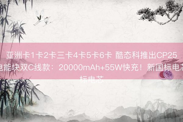亚洲卡1卡2卡三卡4卡5卡6卡 酷态科推出CP25电能块双C线款：20000mAh+55W快充！新国标电芯
