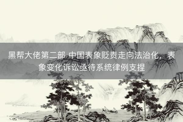 黑帮大佬第二部 中国表象贬责走向法治化，表象变化诉讼亟待系统律例支捏