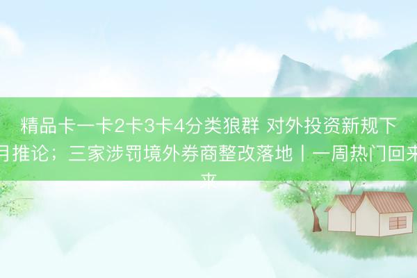 精品卡一卡2卡3卡4分类狼群 对外投资新规下月推论；三家涉罚境外券商整改落地丨一周热门回来